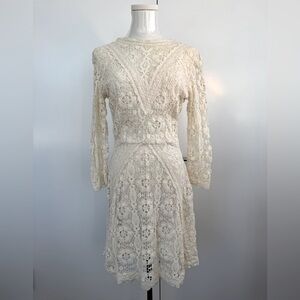 Maje Elegant Cream Lace Dress